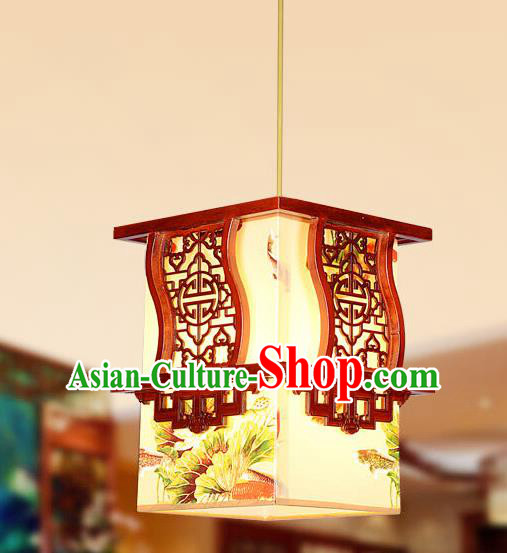 Traditional Chinese Wood Carving Hanging Lanterns Handmade Painting Palace Ceiling Lantern Ancient Lamp