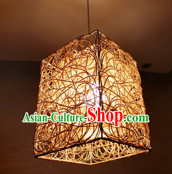 Traditional Asian Rattan Lanterns Handmade Hanging Ceiling Lantern Ancient Lamp