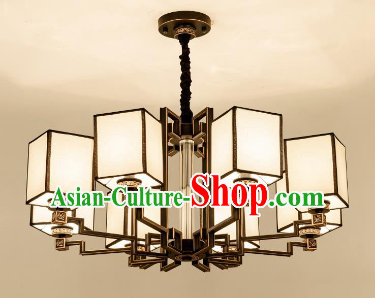 Traditional Handmade Chinese Brass Palace Lanterns Ancient Eight-Lights Ceiling Lantern Ancient Lamp