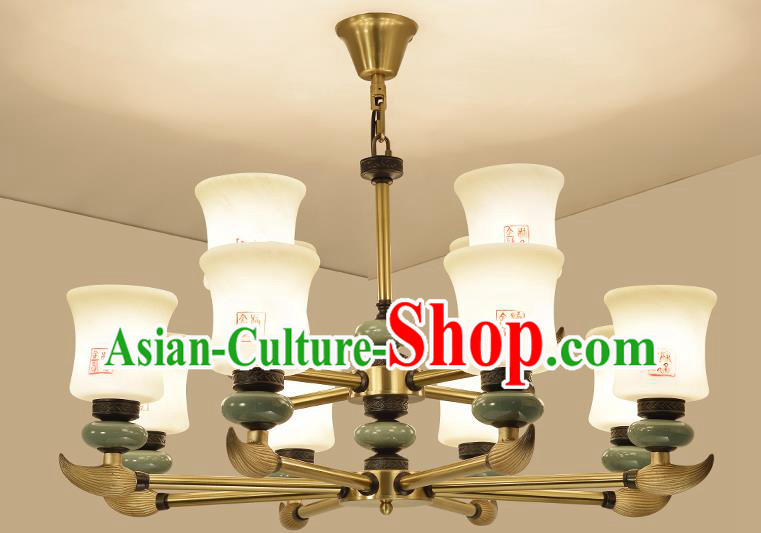 Traditional Handmade Chinese Porcelain Palace Lanterns Ancient Twelve-Lights Ceiling Lantern Ancient Lamp