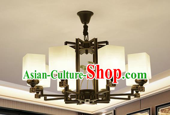 Traditional Handmade Chinese Iron Palace Lanterns Ancient Eight-Lights Porcelain Ceiling Lantern Ancient Lamp
