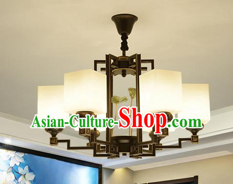 Traditional Handmade Chinese Iron Palace Lanterns Ancient Six-Lights Porcelain Ceiling Lantern Ancient Lamp