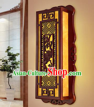 China Handmade Parchment Wall Lantern Wood Carving Lanterns Traditional Lamp