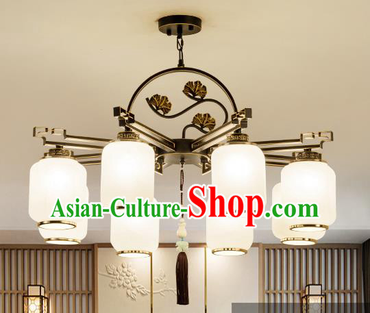Traditional Handmade Chinese Iron Carving Hanging Lanterns Ancient Eight-Lights Ceiling Lantern Ancient Lamp