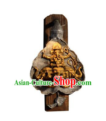 Handmade Traditional Thailand Elephant Lantern Asian Wood Carving Wall Lanterns Religion Lantern