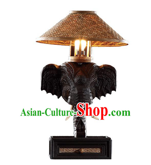Handmade Thailand Elephant Desk Lantern Asian Lanterns Religion Carving Lantern Traditional Lamp