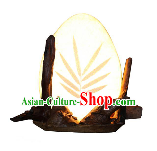 Handmade Thailand Root Carving Lantern Asian Lanterns Religion Desk Lantern Traditional Lamp