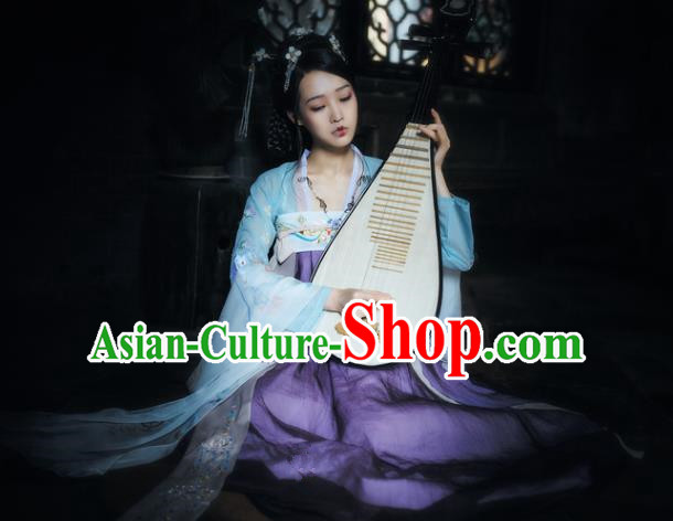 China Ancient Fairy Dance Dress Tang Dynasty Palace Lady Embroidered Costume for Women