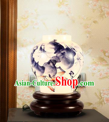 China Handmade Ink Painting Desk Lantern Painting Lanterns Traditional Lamp