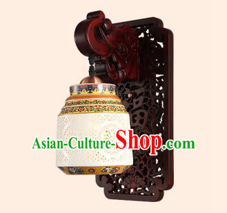 China Handmade Pierced Ceramics Lantern Ancient Wood Wall Lanterns Traditional Lamp