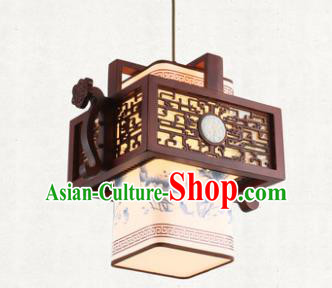 Traditional Chinese Handmade Hanging Lantern Painting Lotus Wood Lantern Ancient Palace Ceiling Lanterns