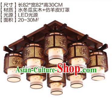 Traditional Chinese Handmade Nine-Lights Lantern Wood Carving Lantern Ancient Palace Ceiling Lanterns