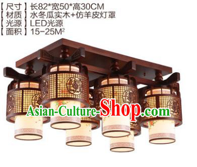 Traditional Chinese Handmade Six-Lights Lantern Wood Carving Lantern Ancient Palace Ceiling Lanterns