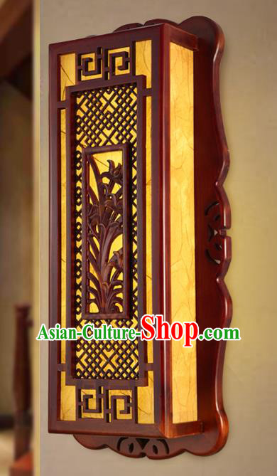 China Handmade Palace Lanterns Wall Lantern Ancient Wood Carving Orchid Lanterns Traditional Lamp