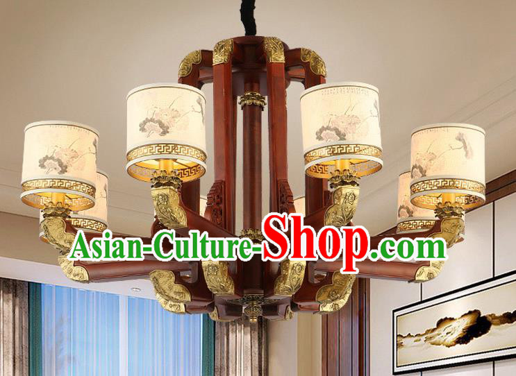 Traditional Chinese Handmade Painted Lantern Eight-Lights Wood Palace Lantern Ancient Ceiling Lanterns