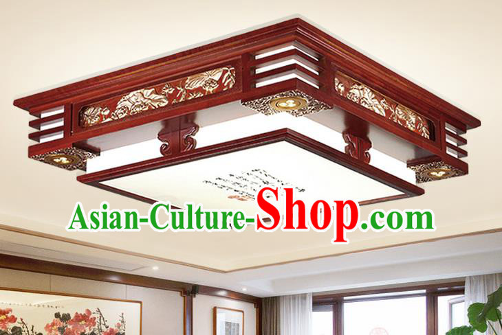 Traditional Chinese Handmade Carving Lantern Palace Square Ceiling Lanterns Ancient Wood Lamp