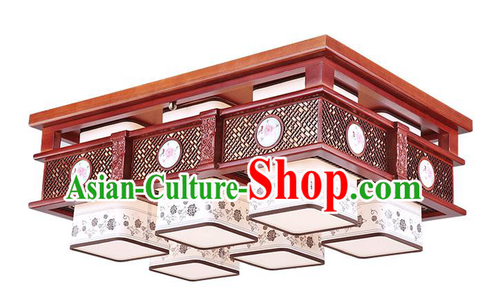 Traditional Chinese Hanging Palace Lantern Handmade Painting Peony Ceiling Lanterns Ancient Six-Lights Lamp