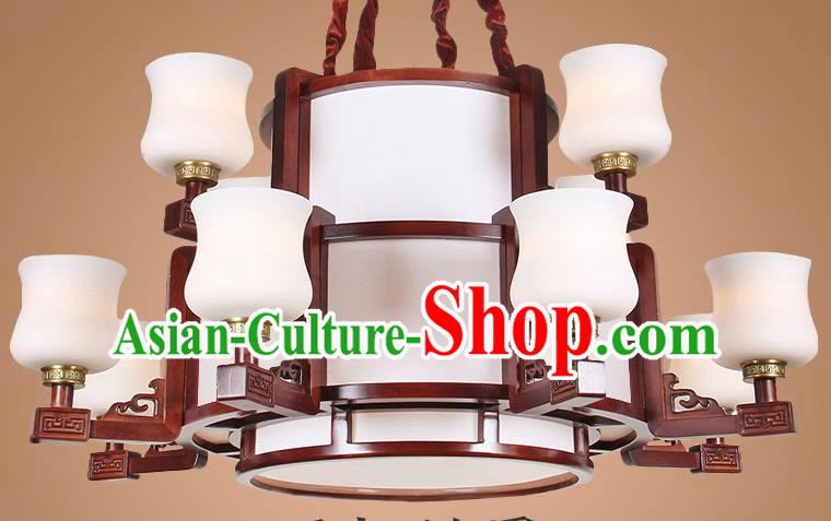 Traditional Chinese Twelve-Lights Palace Lantern Handmade Wood Ceiling Lanterns Ancient Lamp