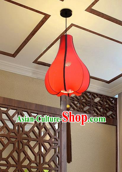 Traditional Chinese Red Fabrics Palace Lantern Handmade Hanging Lanterns Ancient Lamp