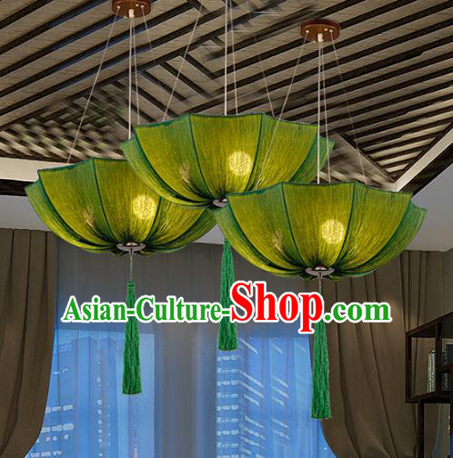 Traditional Chinese Green Umbrella Palace Lantern Handmade Ceiling Lanterns Ancient Lamp
