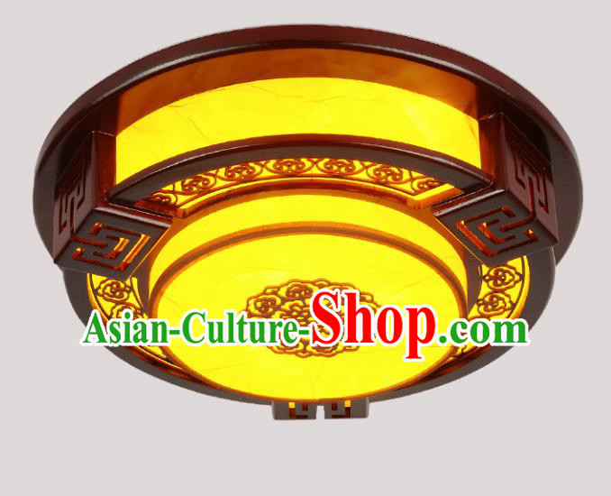 Traditional Chinese Palace Lantern Handmade Wood Round Ceiling Lanterns Ancient Lamp