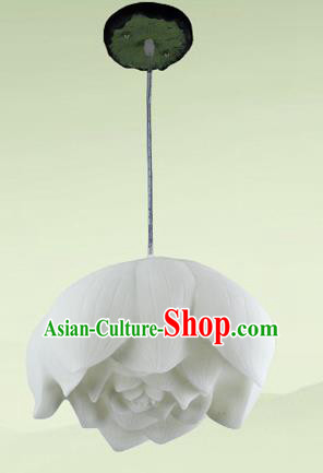 Top Grade Handmade White Lotus Hanging Lanterns Traditional Chinese Ceiling Palace Lantern Ancient Lanterns