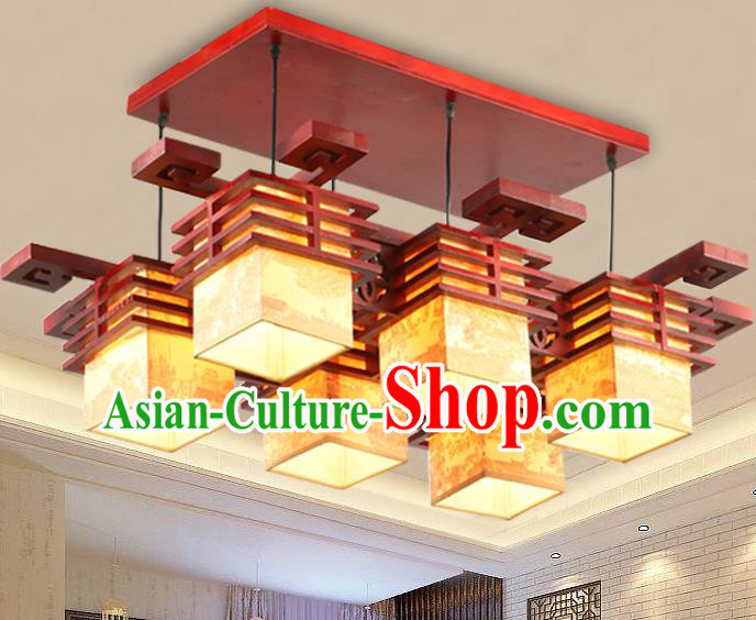 Top Grade Handmade Six-Lights Palace Lanterns Traditional Chinese Lantern Ancient Ceiling Lanterns
