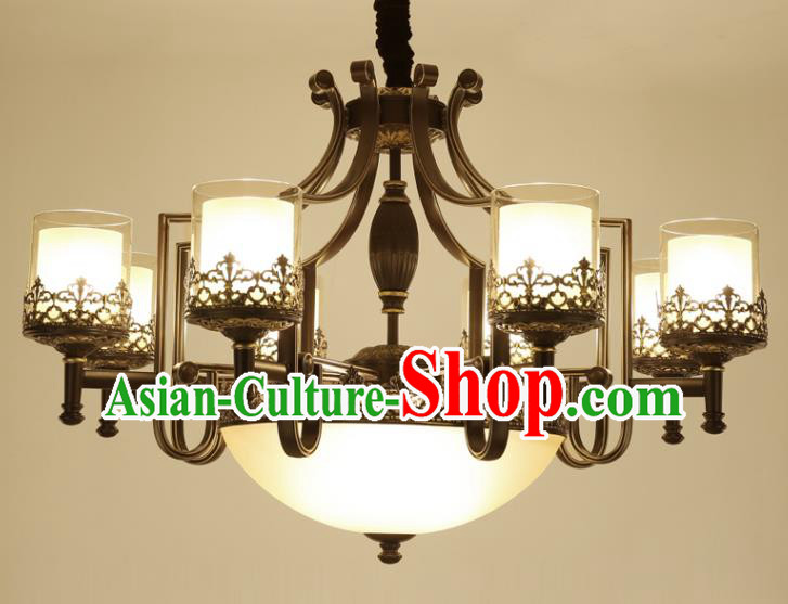 China Handmade Eight-Lights Ceiling Lanterns Traditional Chinese Iron Palace Lantern Ancient Lanterns