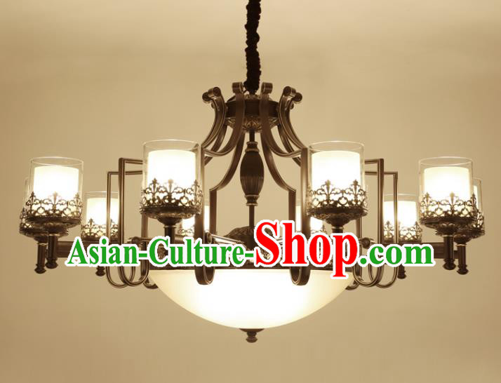 China Handmade Nine-Lights Ceiling Lanterns Traditional Chinese Iron Palace Lantern Ancient Lanterns