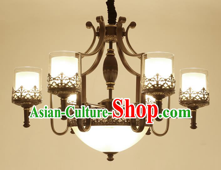 China Handmade Six-Lights Ceiling Lanterns Traditional Chinese Iron Palace Lantern Ancient Lanterns