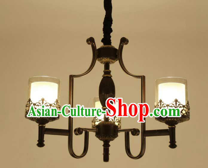 China Handmade Three-Lights Iron Ceiling Lanterns Traditional Chinese Palace Lantern Ancient Lanterns