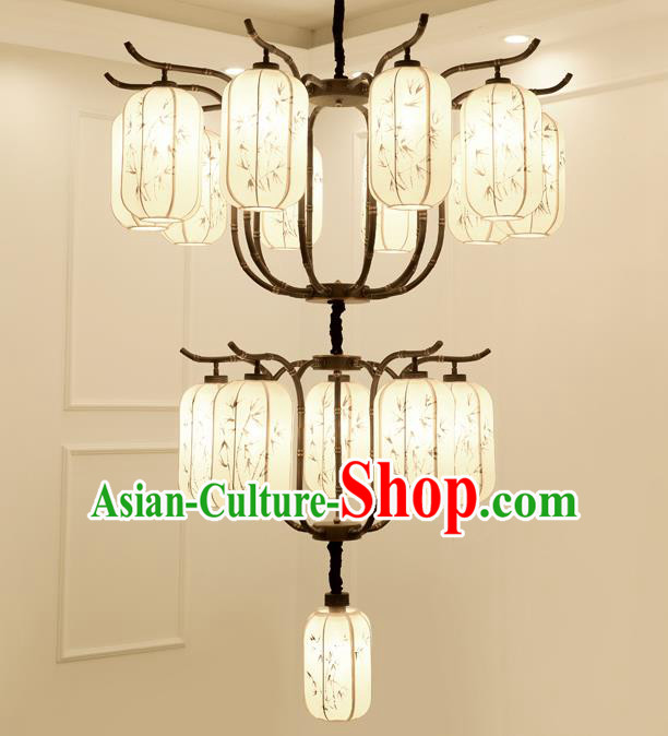 China Handmade Sixteen-Lights Ceiling Lanterns Traditional Chinese Painted Bamboo Palace Lantern Ancient Lanterns
