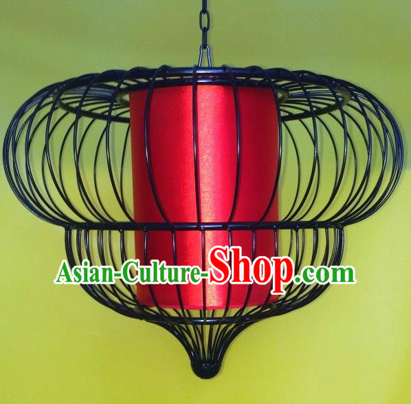 Top Grade Handmade Red Palace Lanterns Traditional Chinese Iron Lantern Ancient Ceiling Lanterns