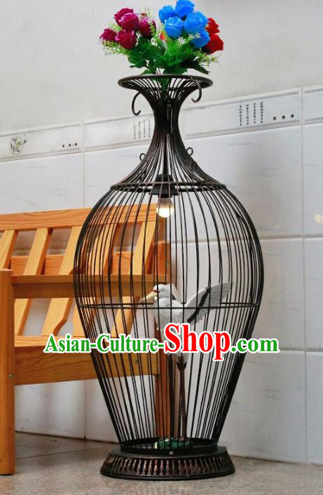 Traditional Chinese Iron Palace Lantern Handmade Desk Vase Lanterns Ancient Lamp