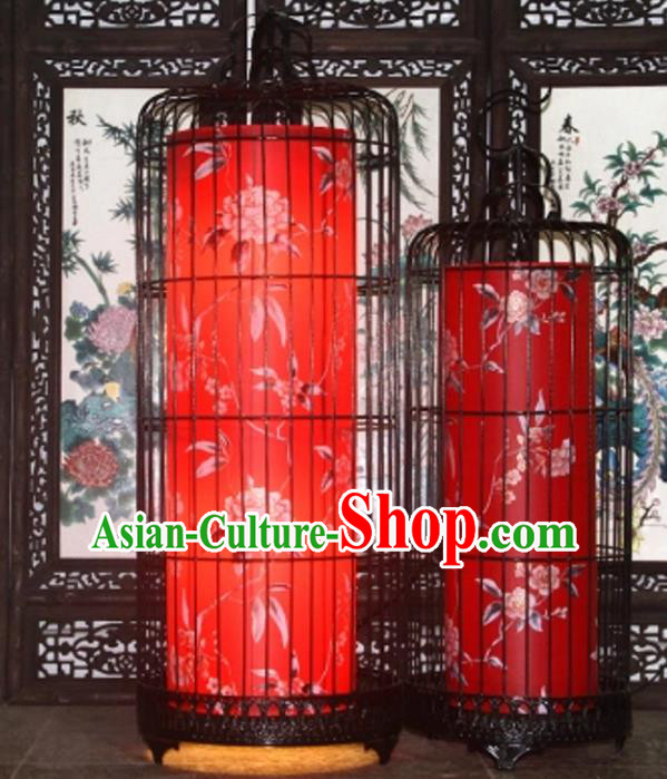 Top Grade Handmade New Year Red Lanterns Traditional Chinese Iron Painting Peony Palace Lantern Ancient Ceiling Lanterns