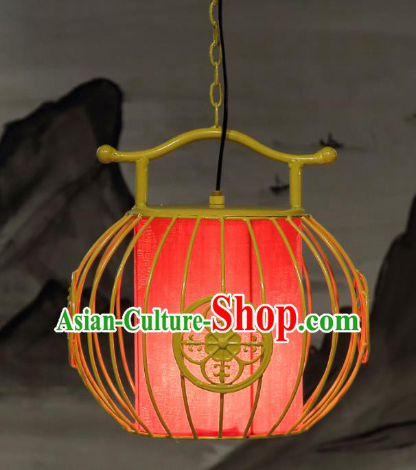 Top Grade Handmade Yellow Birdcage Palace Lanterns Traditional Chinese Iron Lantern Ancient Ceiling Lanterns