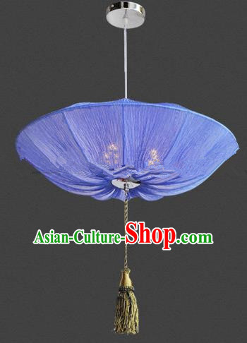 Top Grade Handmade Blue Lotus Leaf Lanterns Traditional Chinese Palace Lantern Ancient Ceiling Lanterns