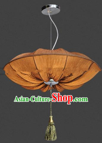 Top Grade Handmade Brown Lotus Leaf Lanterns Traditional Chinese Palace Lantern Ancient Ceiling Lanterns