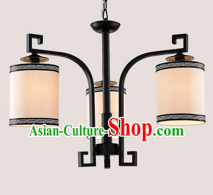 Top Grade Handmade Three-Lights Iron Lanterns Traditional Chinese Ceiling Palace Lantern Ancient Lanterns