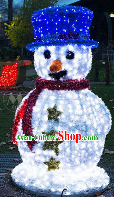 Traditional Christmas Snowman Light Show Decorations Lamps Stage Display Lamplight LED Lanterns