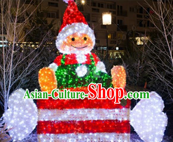 Traditional Christmas Snowman Light Show Decorations Lamps Stage Display Lamplight LED Lanterns