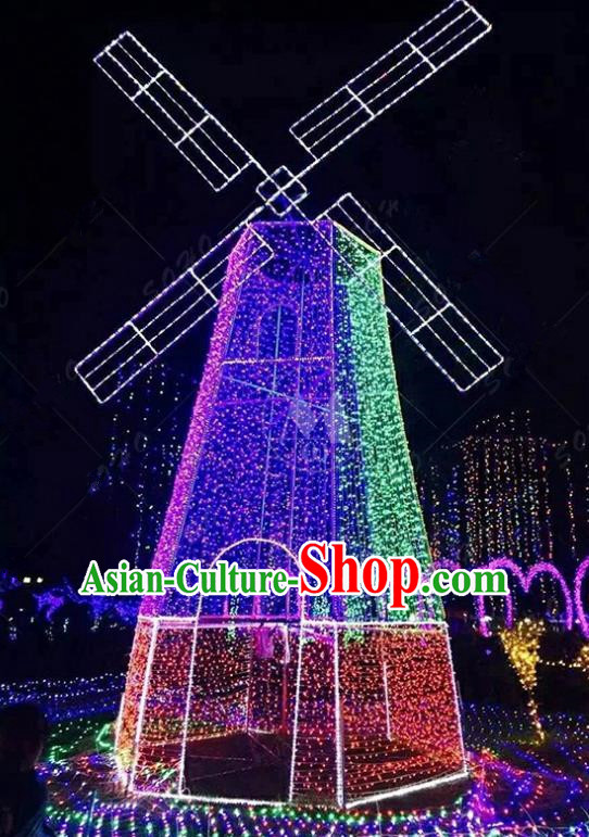 Traditional Christmas Windmill Light Show Decorations Lamps Stage Display Lamplight LED Lanterns