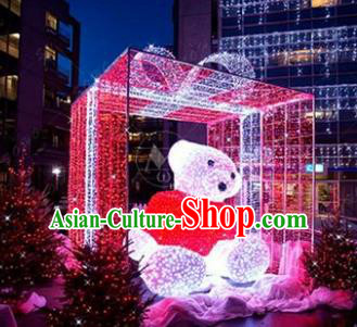 Traditional Christmas LED Light Show Bear Decorations Lamps Stage Display Lamplight Lanterns
