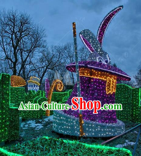 Traditional Christmas LED Light Show Rabbit Decorations Lamps Stage Display Lamplight Lanterns