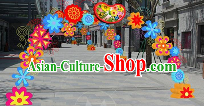 Handmade China Spring Festival Lights Flowers Archway Arrangement Lamplight Decorations Stage Display Lanterns