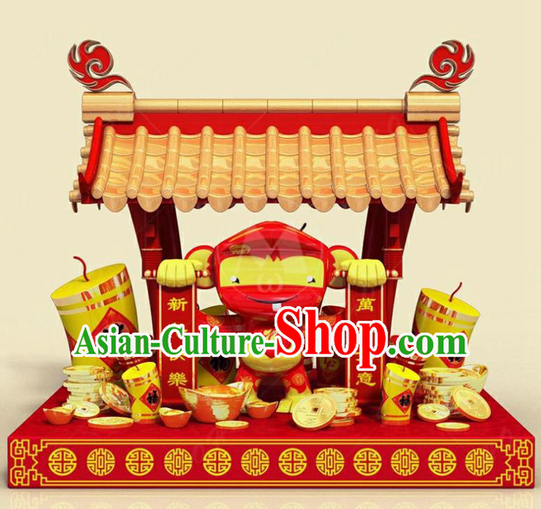Handmade China Spring Festival Lamp Monkey Year Lamplight Decorations Stage Display Lanterns