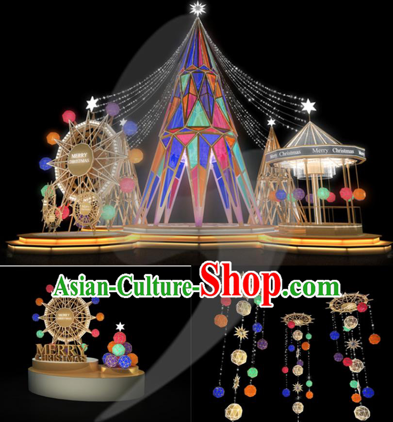 Traditional Handmade Christmas Lights Stage Decorations Shiny Christmas Tree Lamplight LED Lanterns