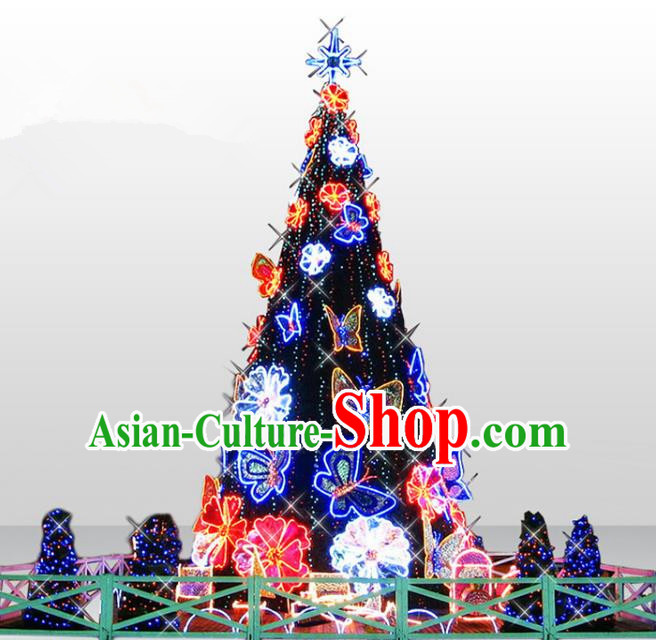 Traditional Handmade Christmas Light Show Decorations Shiny Butterfly Christmas Tree Lamplight LED Lanterns