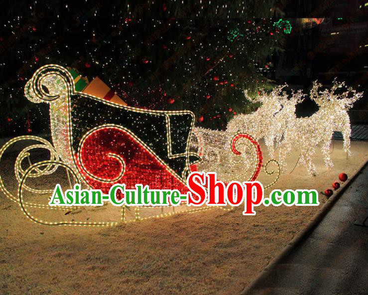 Traditional Handmade Christmas Light Show Decorations Shiny Christmas Sleigh Lamplight LED Lanterns