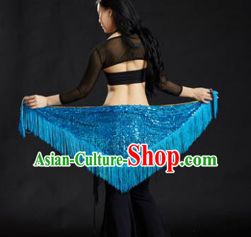 Indian Belly Dance Blue Tassel Waist Scarf Belts India Raks Sharki Waistband for Women